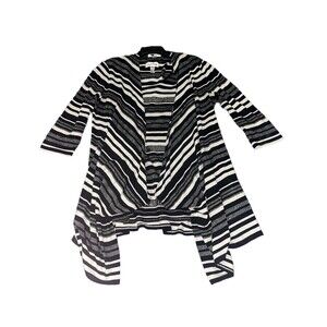 Joseph Ribkoff Black and White Striped Open-Front Cardigan